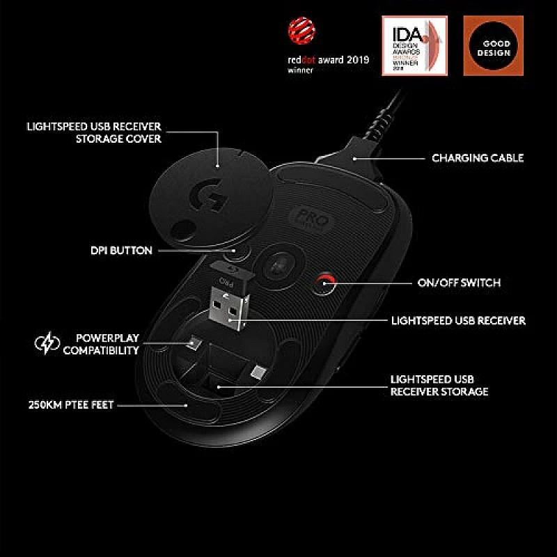 Logitech G PRO Wireless Gaming Mouse, Hero 25K Sensor RGB, Ultra Lightweight Black Logitech G PRO Wireless Gaming Mouse, Hero 25K Sensor RGB, Ultra Lightweight Black