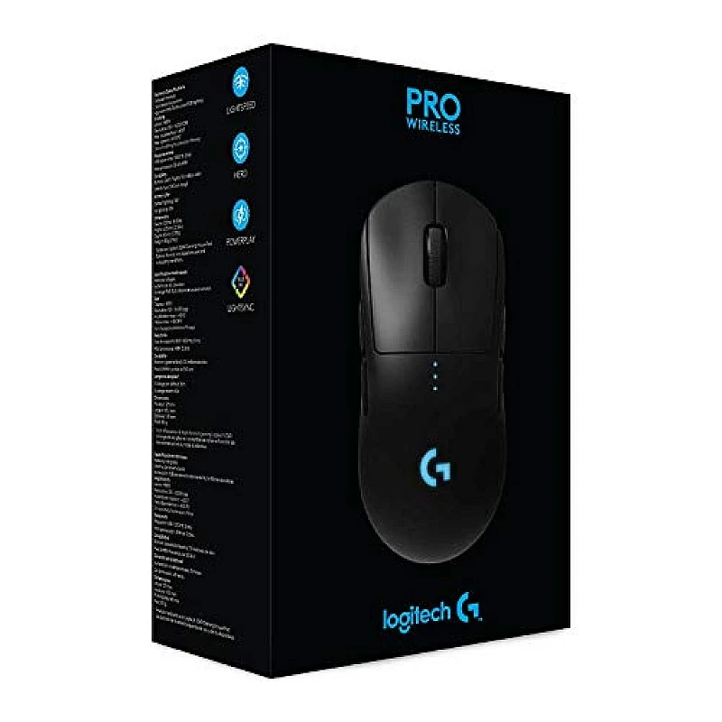 Logitech G PRO Wireless Gaming Mouse, Hero 25K Sensor RGB, Ultra Lightweight Black Logitech G PRO Wireless Gaming Mouse, Hero 25K Sensor RGB, Ultra Lightweight Black