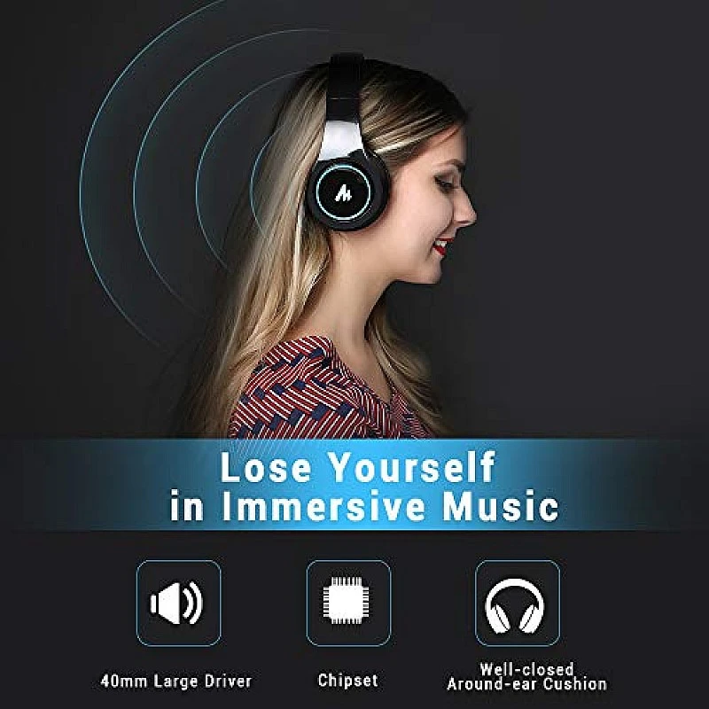 Maono AU-D422L Over-Ear Bluetooth Wireless Headphones with Built in Mic (Blue and Black) Maono AU-D422L Over-Ear Bluetooth Wireless Headphones with Built in Mic (Blue and Black)