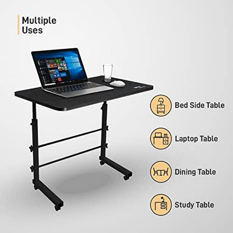 Gizga Essentials Multi-Purpose Height-Adjustable Laptop Table, Ergonomic Study Table, Portable, with Docking for Tablet, Black Gizga Essentials Multi-Purpose Height-Adjustable Laptop Table, Ergonomic Study Table, Portable, with Docking for Tablet, Black