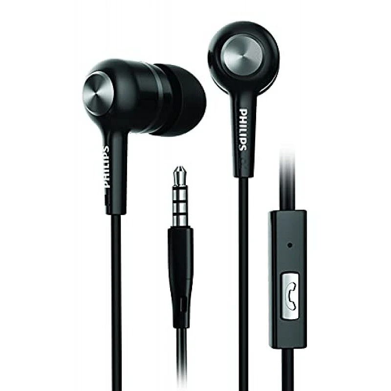 Philips Audio SHE1505 Wired in Ear Earphones with Mic (Black)- Philips Audio SHE1505 Wired in Ear Earphones with Mic (Black)-