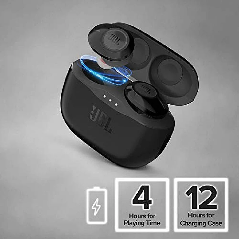 JBL Tune 120TWS True Wireless in Ear Headphones with 16 Hours Playtime, Stereo Calls & Quick Charge (Black) JBL Tune 120TWS True Wireless in Ear Headphones with 16 Hours Playtime, Stereo Calls & Quick Charge (Black)