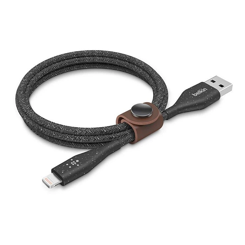 Belkin DuraTek Plus Lightning to USB-A Cable with Strap for iPhone 12 Mini - 6 Feet (1.8 Meters) - Black Belkin DuraTek Plus Lightning to USB-A Cable with Strap for iPhone 12 Mini - 6 Feet (1.8 Meters) - Black