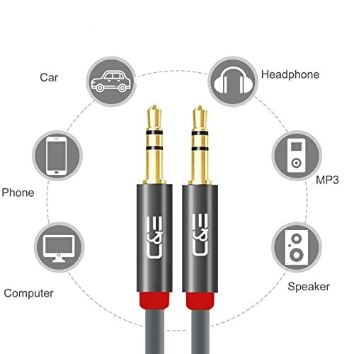 C&E CNE722887 50ft(15.2M) 3.5mm Aux Male to Male Extension Stereo Audio Cable Grey C&E CNE722887 50ft(15.2M) 3.5mm Aux Male to Male Extension Stereo Audio Cable Grey