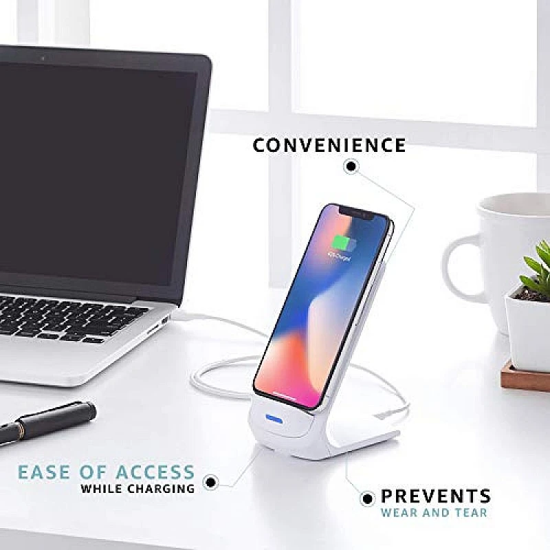 AmazonBasics 10W Qi Certified Wireless Charger Stand Compatible with White AmazonBasics 10W Qi Certified Wireless Charger Stand Compatible with White