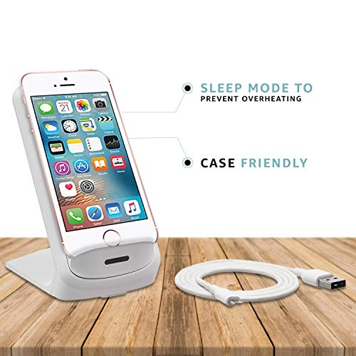 AmazonBasics 10W Qi Certified Wireless Charger Stand Compatible with White