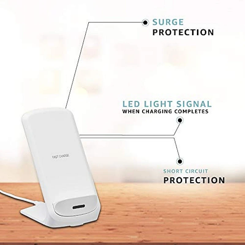 AmazonBasics 10W Qi Certified Wireless Charger Stand Compatible with White AmazonBasics 10W Qi Certified Wireless Charger Stand Compatible with White