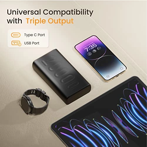 Ambrane 20000mAh Power Bank with 20W Fast Charging, Triple Output, Power Deliver Made in India Black Ambrane 20000mAh Power Bank with 20W Fast Charging, Triple Output, Power Deliver Made in India Black