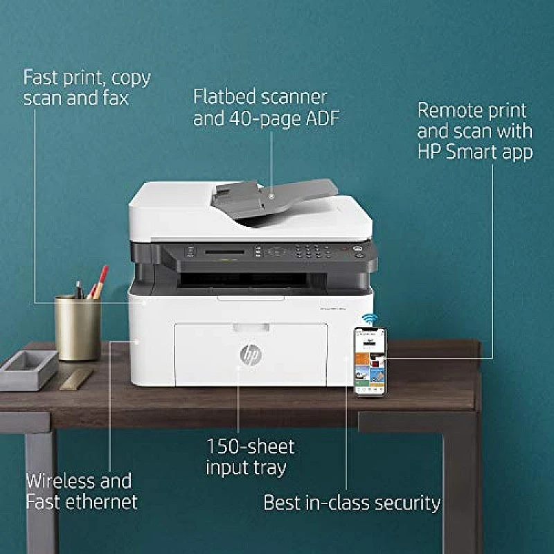 HP Laserjet 138fnw Print Copy Scan & Fax, Wi-Fi Printer, Compact Design, Reliable, and Fast Printing, Network Support HP Laserjet 138fnw Print Copy Scan & Fax, Wi-Fi Printer, Compact Design, Reliable, and Fast Printing, Network Support