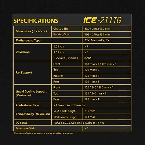 Ant Esports ICE-300TG Mid Tower Gaming Cabinet Computer case Supports ATX, Micro-ATX