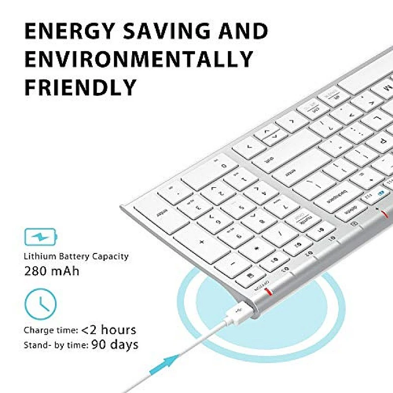 iClever BK10 Bluetooth Keyboard, Multi Device Wireless Keyboard Rechargeable Bluetooth 5.1 Stable Connection White iClever BK10 Bluetooth Keyboard, Multi Device Wireless Keyboard Rechargeable Bluetooth 5.1 Stable Connection White