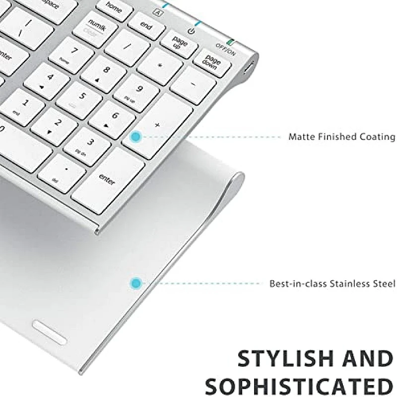 iClever Wireless Keyboard With Number Pad Rechargeable Keyboard White iClever Wireless Keyboard With Number Pad Rechargeable Keyboard White