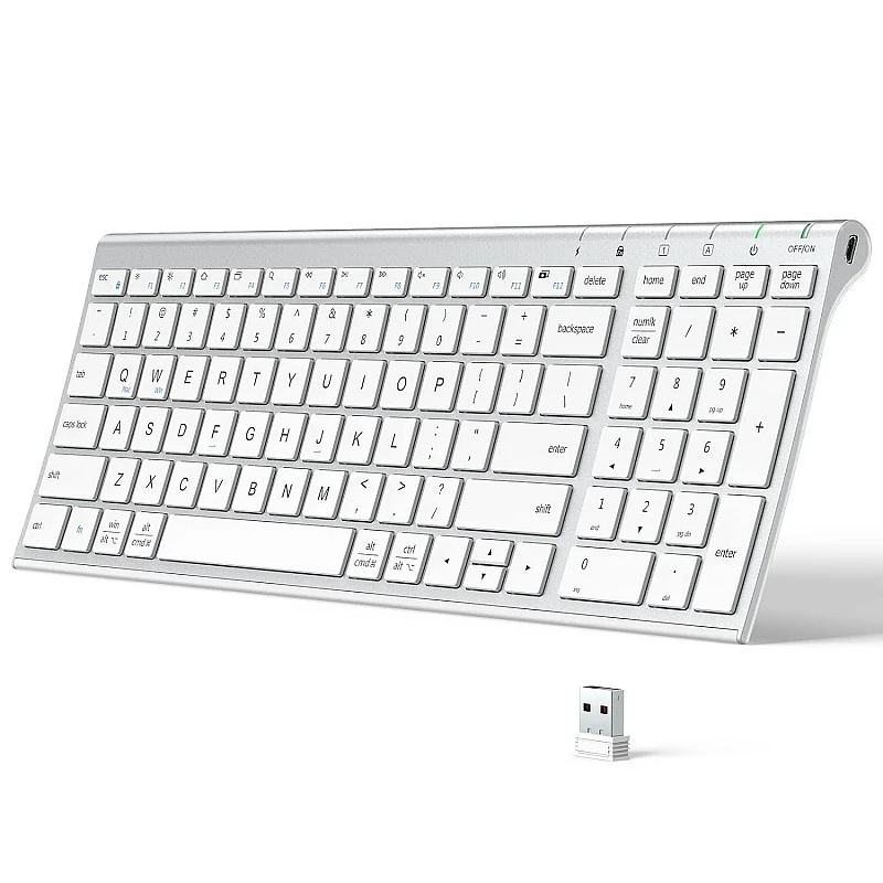 iClever Wireless Keyboard With Number Pad Rechargeable Keyboard White iClever Wireless Keyboard With Number Pad Rechargeable Keyboard White