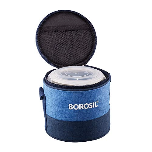 Borosil Prime Glass Lunch Box Set of 2, 400 Ml, Round, Microwave Safe office Tiffin, Blue, Transparent Borosil Prime Glass Lunch Box Set of 2, 400 Ml, Round, Microwave Safe office Tiffin, Blue, Transparent