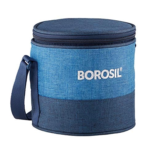 Borosil Prime Glass Lunch Box Set of 2, 400 Ml, Round, Microwave Safe office Tiffin, Blue, Transparent Borosil Prime Glass Lunch Box Set of 2, 400 Ml, Round, Microwave Safe office Tiffin, Blue, Transparent