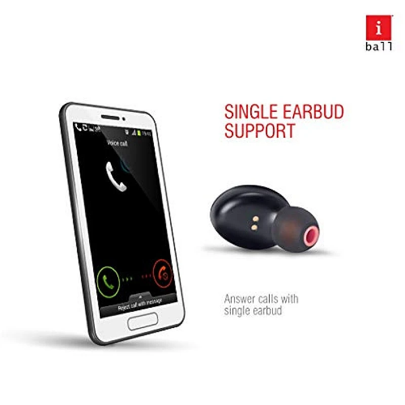 iBall EarWear TW101 Truly Wireless Bluetooth in Ear Headphone with Mic Black iBall EarWear TW101 Truly Wireless Bluetooth in Ear Headphone with Mic Black
