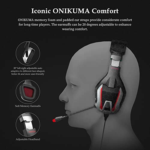 ONIKUMA K12 Stereo Gaming Headset with Mic, Controls and LED light for PC, PS4, Xbox and Mobiles (Black/Red) ONIKUMA K12 Stereo Gaming Headset with Mic, Controls and LED light for PC, PS4, Xbox and Mobiles (Black/Red)