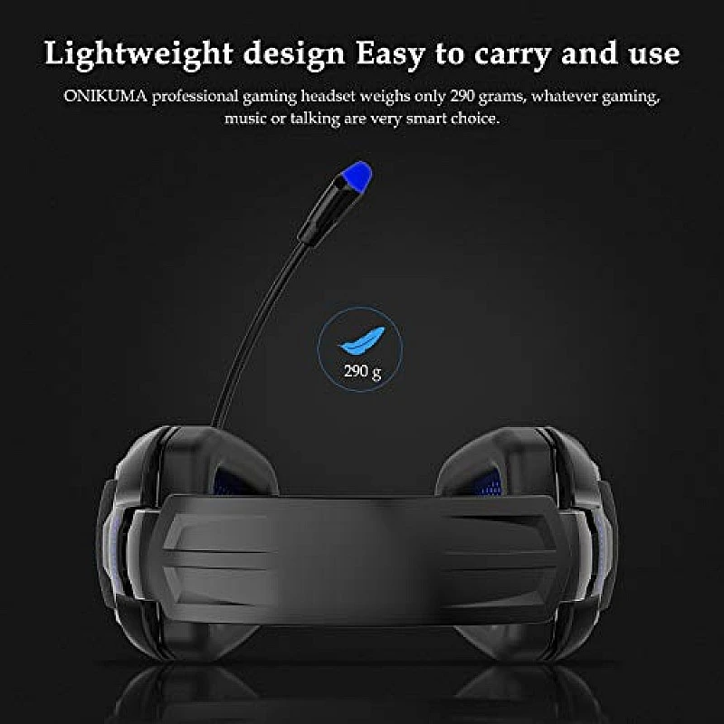 ONIKUMA K12 Stereo Gaming Headset with Mic, Controls and LED light for PC, PS4, Xbox and Mobiles (Black/Blue) ONIKUMA K12 Stereo Gaming Headset with Mic, Controls and LED light for PC, PS4, Xbox and Mobiles (Black/Blue)