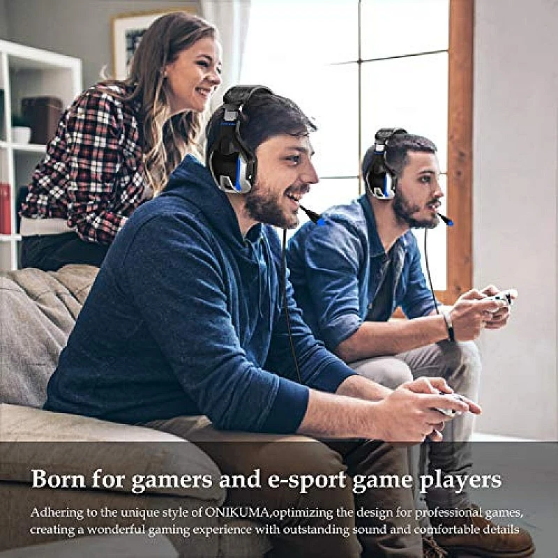 ONIKUMA K12 Stereo Gaming Headset with Mic, Controls and LED light for PC, PS4, Xbox and Mobiles (Black/Blue) ONIKUMA K12 Stereo Gaming Headset with Mic, Controls and LED light for PC, PS4, Xbox and Mobiles (Black/Blue)