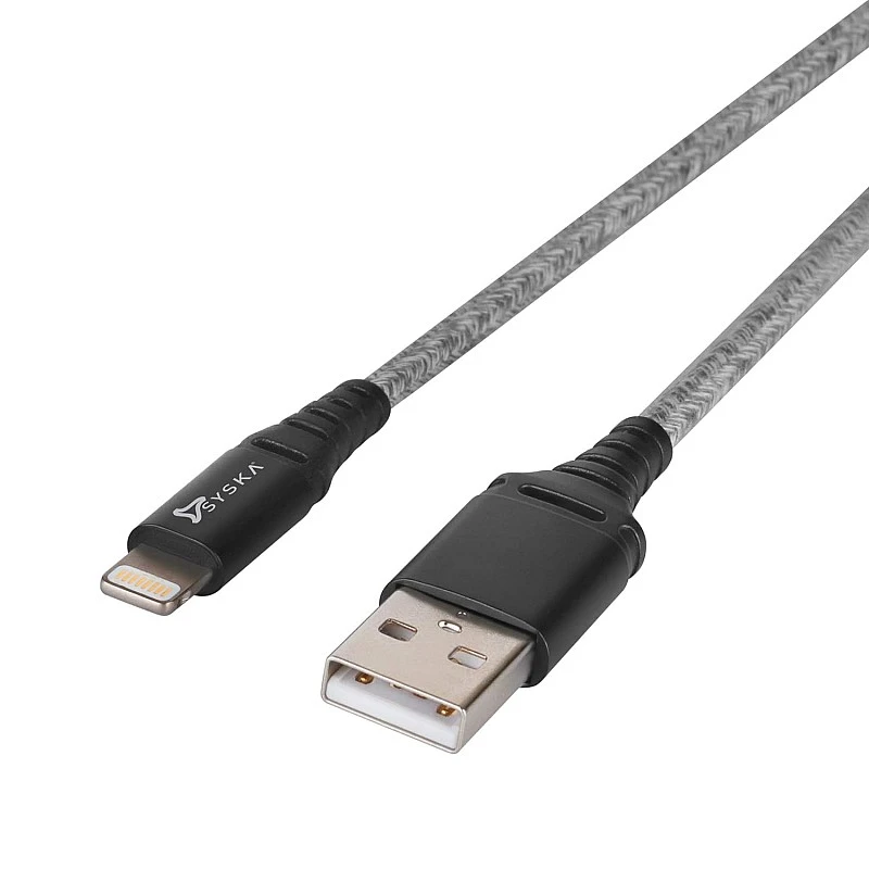 Syska CCAP80 1.5M Lightning Cable 2.4A Fast Charging (Grey) Syska CCAP80 1.5M Lightning Cable 2.4A Fast Charging (Grey)