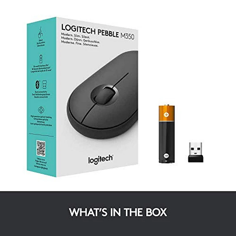 Logitech Pebble M350 Silent Buttons Wireless Optical Mouse with Bluetooth Graphite (Grey) Logitech Pebble M350 Silent Buttons Wireless Optical Mouse with Bluetooth Graphite (Grey)