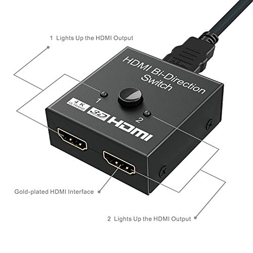 HDMI Bi-Direction Switchï¼Å’HDMI Splitter 4K, 2 x 1 or 1 x 2 HDMI Switch Bidirectional HDMI switcher for (Black) HDMI Bi-Direction Switchï¼Å’HDMI Splitter 4K, 2 x 1 or 1 x 2 HDMI Switch Bidirectional HDMI switcher for (Black)