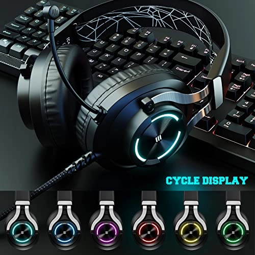 Eksa E3000 Gaming Wired On Ear Headphones Noise Cancelling, Led Light For Pc, Ps4, Ps5 (Black)