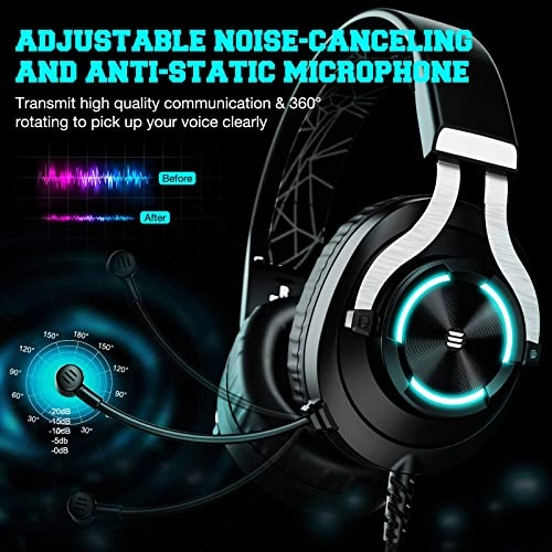 Eksa E3000 Gaming Wired On Ear Headphones Noise Cancelling, Led Light For Pc, Ps4, Ps5 (Black)