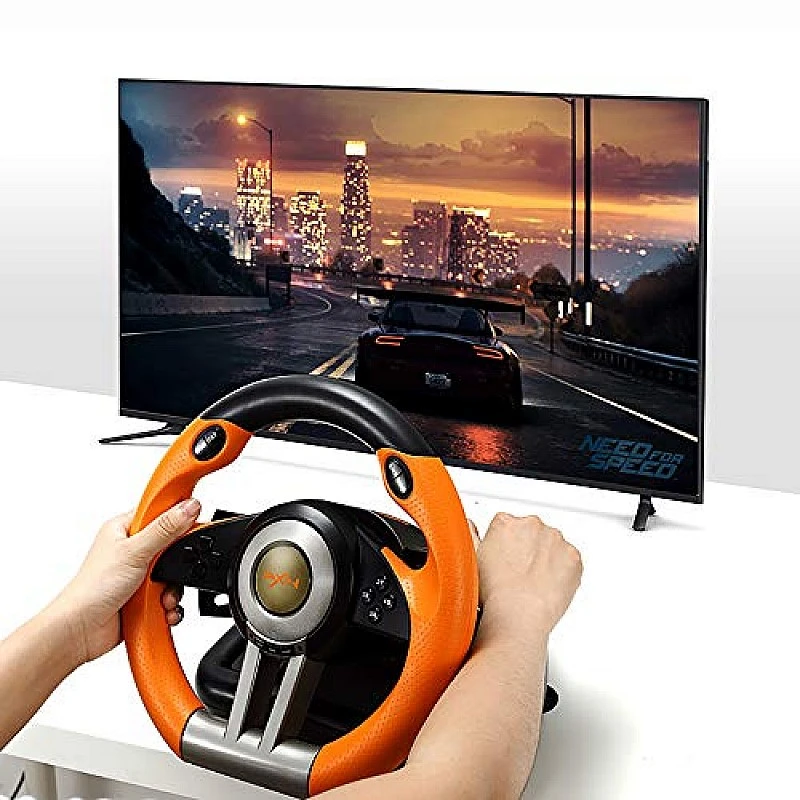 Pxn Pc Racing V3Ii 180 Degree Universal Usb Car Sim Race Steering Wheel With Pedals For Pc, Ps3, Ps4, Xbox (Orange) Pxn Pc Racing V3Ii 180 Degree Universal Usb Car Sim Race Steering Wheel With Pedals For Pc, Ps3, Ps4, Xbox (Orange)