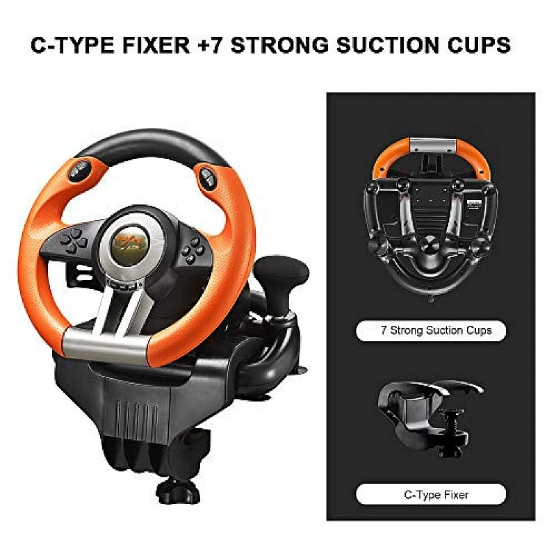 Pxn Pc Racing V3Ii 180 Degree Universal Usb Car Sim Race Steering Wheel With Pedals For Pc, Ps3, Ps4, Xbox (Orange) Pxn Pc Racing V3Ii 180 Degree Universal Usb Car Sim Race Steering Wheel With Pedals For Pc, Ps3, Ps4, Xbox (Orange)