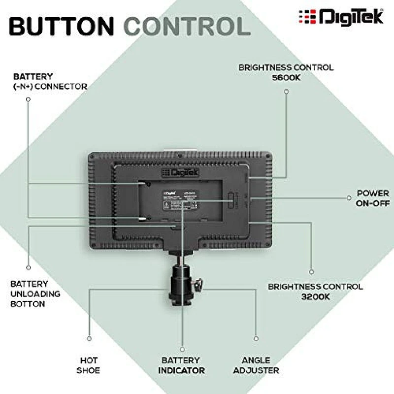 DIGITEK® LED D416 Professional Video Light & NP-750 Li-ion Battery with Micro USB Charging Dimmable 3200k -5600k DIGITEK® LED D416 Professional Video Light & NP-750 Li-ion Battery with Micro USB Charging Dimmable 3200k -5600k