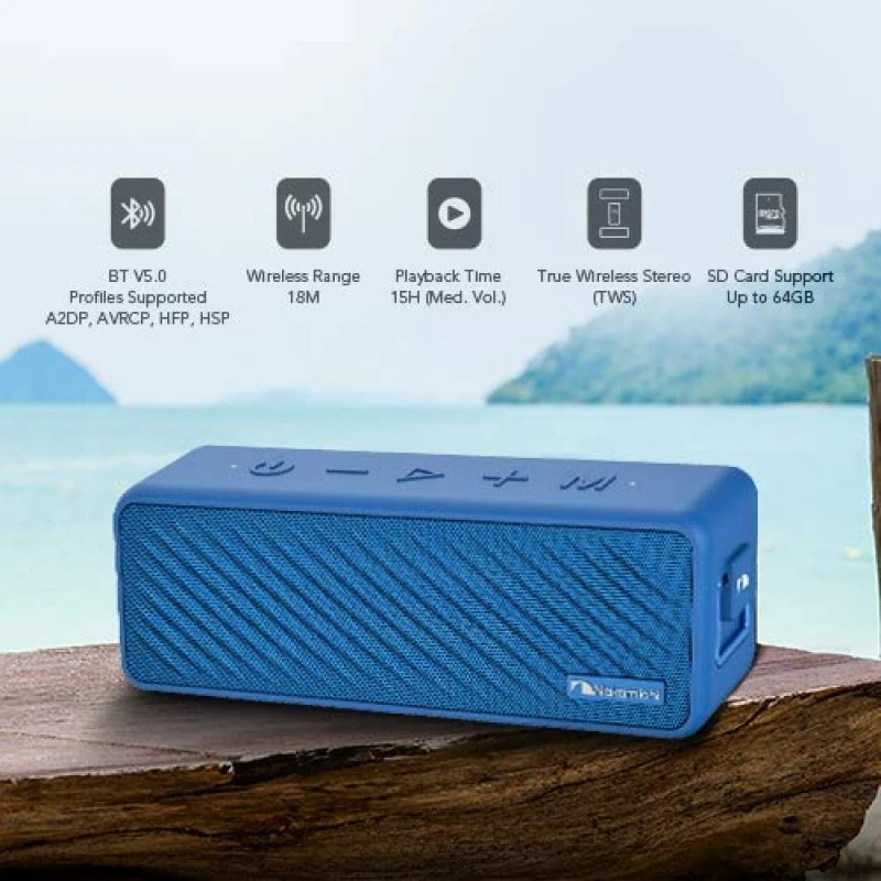 Nakamichi Speck 16 Watt Wireless Bluetooth Portable Speaker (Blue) Nakamichi Speck 16 Watt Wireless Bluetooth Portable Speaker (Blue)