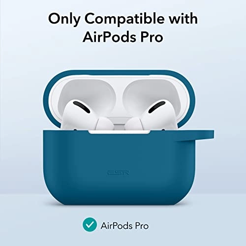 ESR Silicone Case Compatible with AirPods Pro (2022/2019), Protective Case with Carabiner, Wireless Blue