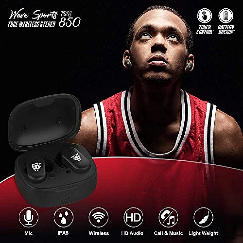 ANT AUDIO Wave Sports TWS 850 Truly Wireless Bluetooth in Ear Earbuds with Mic Black ANT AUDIO Wave Sports TWS 850 Truly Wireless Bluetooth in Ear Earbuds with Mic Black