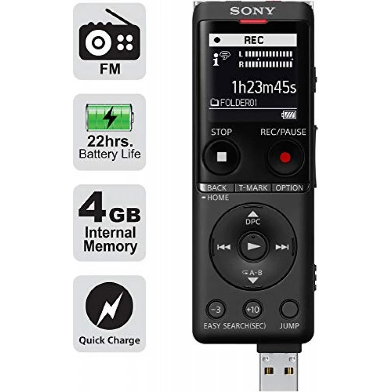 Sony ICD-UX570F Light Weight Voice Recorder, with 20hours Battery Life, 4GB Built-in Memory -Black Sony ICD-UX570F Light Weight Voice Recorder, with 20hours Battery Life, 4GB Built-in Memory -Black