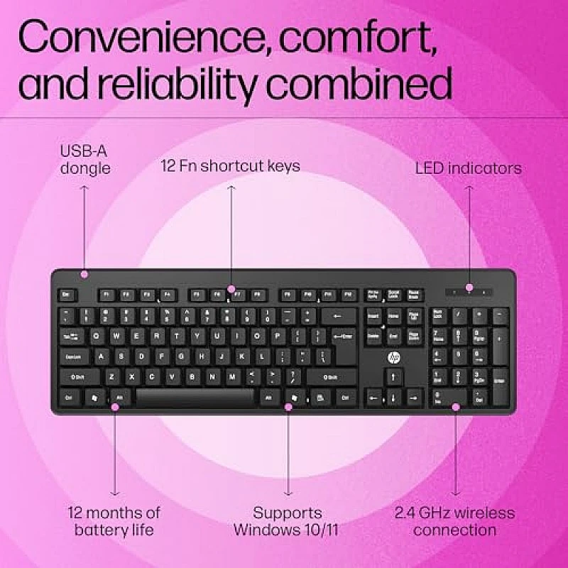 HP K160 Wireless Keyboard Shortcut Keys Black HP K160 Wireless Keyboard Shortcut Keys Black