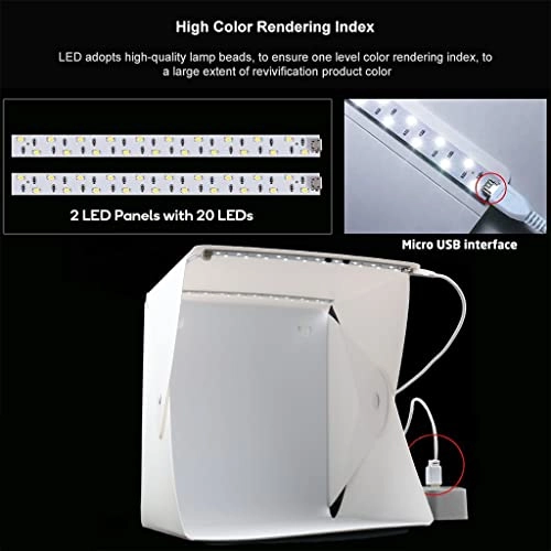 Verilux® 20x20cm Foldable Photo Studio with 2 Light Strips and 2 Colors Photography Backdrops Softbox Photography Verilux® 20x20cm Foldable Photo Studio with 2 Light Strips and 2 Colors Photography Backdrops Softbox Photography