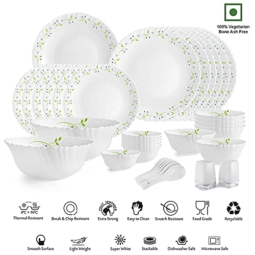 Cello Tropical Lagoon Dazzle Series Opalware Dinner Set, 35 Units Opal Glass Dinner Set for 6