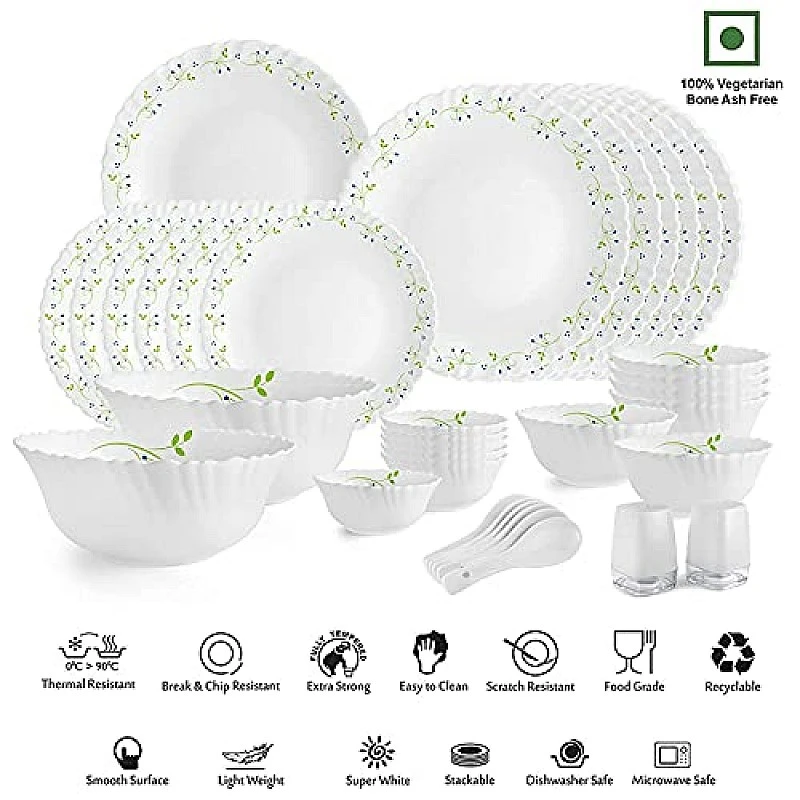 Cello Tropical Lagoon Dazzle Series Opalware Dinner Set, 35 Units Opal Glass Dinner Set for 6 Cello Tropical Lagoon Dazzle Series Opalware Dinner Set, 35 Units Opal Glass Dinner Set for 6