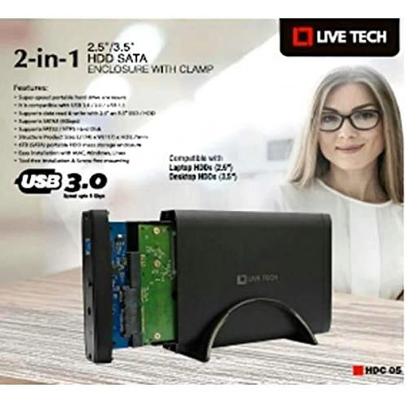 Live Tech 3.5/2.5 Inch SATA to USB 2.0 External Hard Drive Case for Laptop/Desktop/SSD HD (Hard Disk Not Included) (HDC05 USB 2.0) Live Tech 3.5/2.5 Inch SATA to USB 2.0 External Hard Drive Case for Laptop/Desktop/SSD HD (Hard Disk Not Included) (HDC05 USB 2.0)