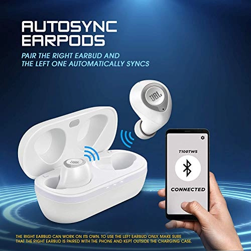 JBL T100TWS True Wireless in-Ear Headphones with 17 Hours Playtime, Stereo Calls & Bluetooth 5.0 (White) JBL T100TWS True Wireless in-Ear Headphones with 17 Hours Playtime, Stereo Calls & Bluetooth 5.0 (White)