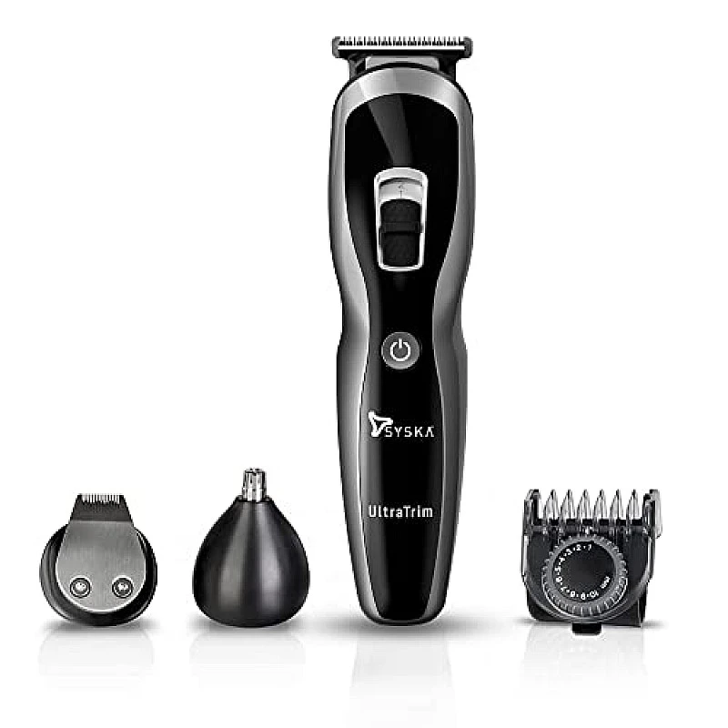 SYSKA HT3333K Corded & Cordless Stainless Steel Blade Grooming Trimmer with 60 Minutes Working Time; 10 Length Settings (Black) SYSKA HT3333K Corded & Cordless Stainless Steel Blade Grooming Trimmer with 60 Minutes Working Time; 10 Length Settings (Black)
