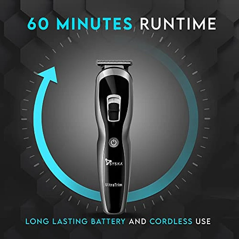 SYSKA HT3333K Corded & Cordless Stainless Steel Blade Grooming Trimmer with 60 Minutes Working Time; 10 Length Settings (Black) SYSKA HT3333K Corded & Cordless Stainless Steel Blade Grooming Trimmer with 60 Minutes Working Time; 10 Length Settings (Black)