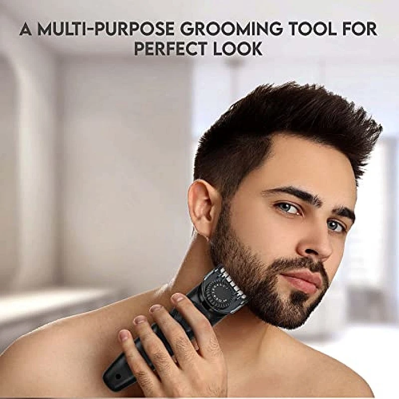SYSKA HT3333K Corded & Cordless Stainless Steel Blade Grooming Trimmer with 60 Minutes Working Time; 10 Length Settings (Black) SYSKA HT3333K Corded & Cordless Stainless Steel Blade Grooming Trimmer with 60 Minutes Working Time; 10 Length Settings (Black)