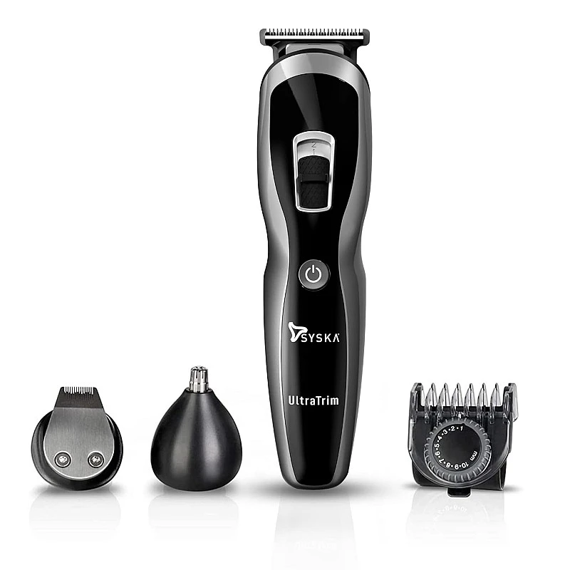 SYSKA HT3333K Corded & Cordless Stainless Steel Blade Grooming Trimmer with 60 Minutes Working Time; 10 Length Settings (Black) SYSKA HT3333K Corded & Cordless Stainless Steel Blade Grooming Trimmer with 60 Minutes Working Time; 10 Length Settings (Black)