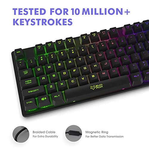 Amkette EvoFox Fireblade Backlit Membrane Wired Gaming Keyboard with Breathing Effect 19 Anti-Ghosting Keys Refurbished 
