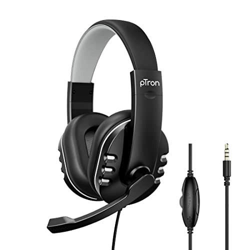 pTron Soundster Arcade Over-Ear Wired Headphones, Ergonomic Headset with Mic (Black) pTron Soundster Arcade Over-Ear Wired Headphones, Ergonomic Headset with Mic (Black)