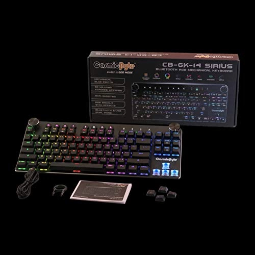 Cosmic Byte CB-GK-14 Sirius Bluetooth and Wired Mechanical Keyboard with Per Key RGB, Outemu Blue Switches (Black)