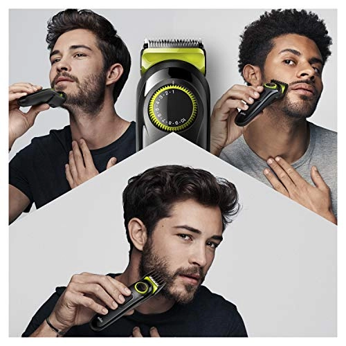 Braun Beard Trimmer BT3221 and Hair Clipper for Men, Lifetime Sharp Blades, 20 Length Settings, 50mins cordless trimming, Black/Volt Green