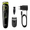 Braun Beard Trimmer BT3221 and Hair Clipper for Men, Lifetime Sharp Blades, 20 Length Settings, 50mins cordless trimming, Black/Volt Green